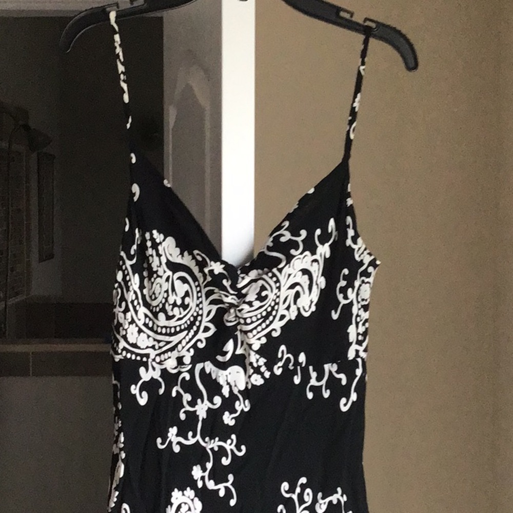Black white low/high dress